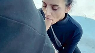 at -10 degrees sucking his huge cock feels amazing as hot cum floods my tongue and i swallow every bit