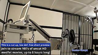 Dr Tampa locks petite Alexa Chang in latex gloves handcuffs backstage