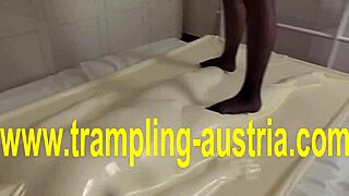 Goddess Tramples Bound Slave's Cock in Vacuum Bed Domination!