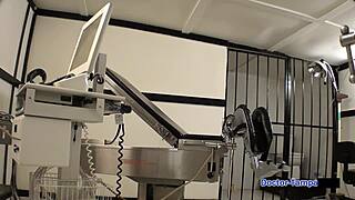 Dr Tampa locks petite Alexa Chang in latex gloves handcuffs backstage