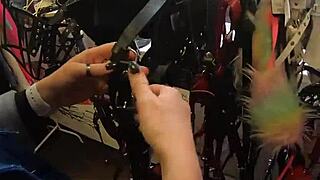 two girls slip into sexy panties, teasing in the fitting room