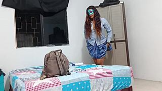 Beautiful Colombian student in uniform ready for homemade porn casting interview sex?