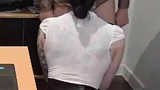 Office Slut Squirts from Deepthroat Domination Fingering and Slaps