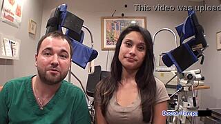 Dr Tampa locks petite Alexa Chang in latex gloves handcuffs backstage