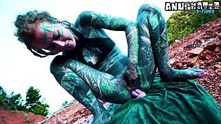 teasing my tight asshole with dildo outside... gonna piss soon 😩🍑🔥