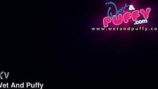 Wetandpuffy Redhead's Gaping Pussy Lips Vibrator Orgasm Closeup