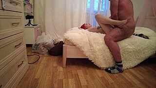 Hot redhead valera moans loud riding hairy dude's cock bent over doggystyle quickie