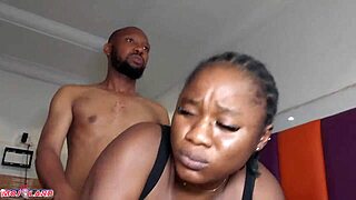 Ebony Babe's Big Clit Pussy Dripping Wet as Big Black Cock Rips Clothes for Juicy Interracial Doggystyle Cowgirl Pounding with Huge Natural Tits