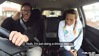 Busty milf hints at public car fuck during steamy lesson