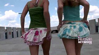 Busted Flashing Tits on University Campus!