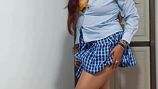 Beautiful Colombian student in uniform ready for homemade porn casting interview sex?