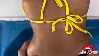 POV Cock Fills Young Bitch Pussy with Milk Pool Hard Suck Sex