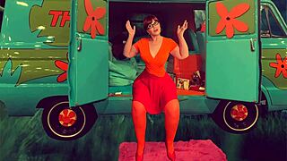 Granny Velma Dinkle Cosplay Fucks Missionary Close-Up Creampie Orgasm