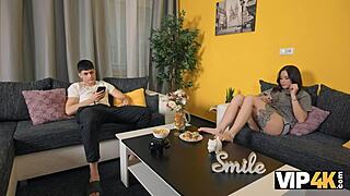 so this brunette girlfriend asks her friend to calm her tight hole down with some rimming and ass to mouth in vip4k