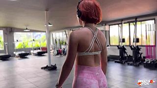 fitness babe sweetie fox workouts with buttplug then takes rough anal creampie pounding