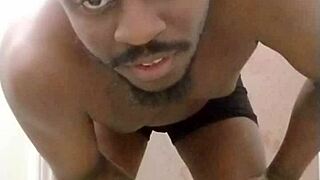 back at it, making a messy spread in underwear from another room