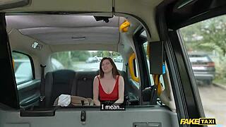 fake taxi babe chokes on monster cock before tight pussy pounding.