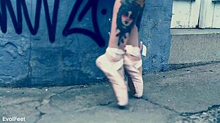 bloke chokes ballerina blonde deepthroat gagging on cock in heels outdoors