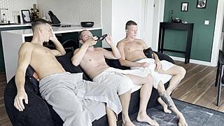 what if three muscular guys bareback fuck a sexy nurse slut passionately with creampies and deepthroats in hospital?