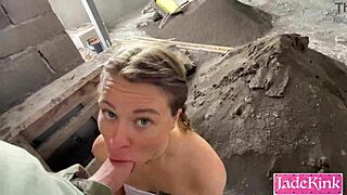 Pervert construction worker bends me over and pounds my big pussy outdoors