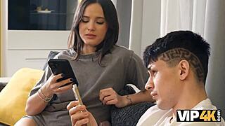 so this brunette girlfriend asks her friend to calm her tight hole down with some rimming and ass to mouth in vip4k