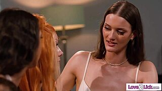 Canceled Blind Date Explodes Into Brunette Redhead Lesbian Threesome Oral