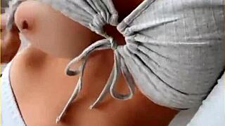 innocent shirt hides wifey's bold flashing surprise underneath