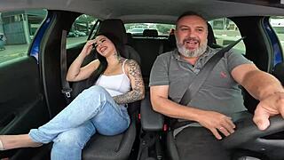 anna belutti rides driver's thick cock hungrily
