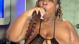 ebony babe craves big black cock dildo fucking her tits right now