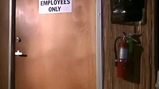 nasty blonde bombshell's hairy pussy pounded raw by thick cock in dim garage shadows