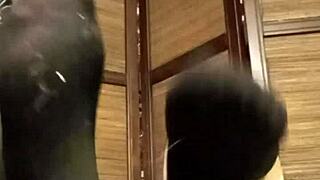 petite horny pantyhose solo natural tits lingerie tease