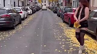 dare you to strut lingerie flashing tits in crowded streets?