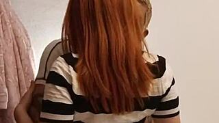 guy pops girlfriend's ass cherry first time creampie