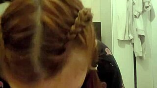 Redhead roommate grabs my cock deepthroats it fully then i cum in her mouth as she spits it back on my dick close up