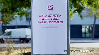 Ani Blackfox Takes Black and White Cocks in Double Penetration Maid Fuck