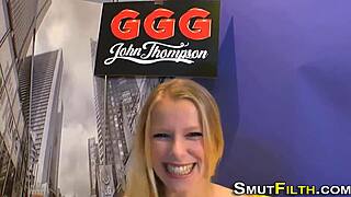 Fetish whore chokes on double cocks before bukkake facial blast