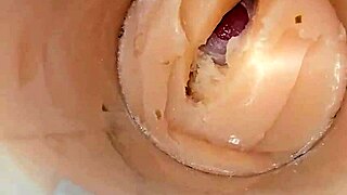 whoa camera shoved deep in her tight pussy exploding with huge cum!! 🍆💦