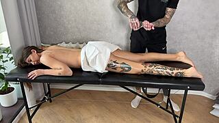 At my second massage, the cute brunette masseuse fingered me moaning through new techniques