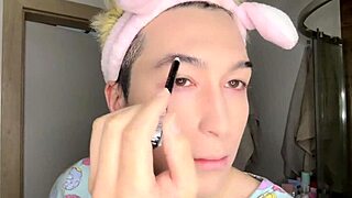 pretty sissified boy takes bareback pounding from mature shemale cock