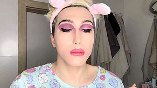 pretty sissified boy takes bareback pounding from mature shemale cock