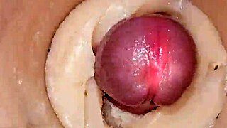 whoa camera shoved deep in her tight pussy exploding with huge cum!! 🍆💦