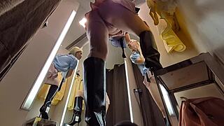 i can't stop watching this hot blonde's wet pussy flash under see-through skirts in public... hidden cam catches it all up close!