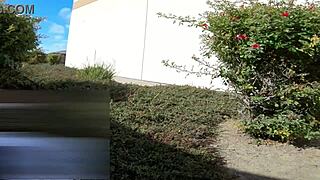 Nude fitness babe teases cock at beach then cums publicly in plaza