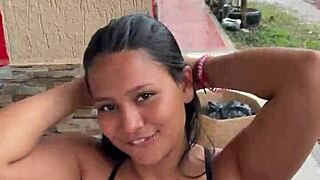 Big Ass Colombian Sucks Cock on Street Caught by Neighbor