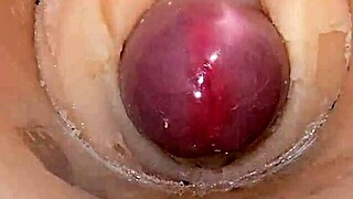 whoa camera shoved deep in her tight pussy exploding with huge cum!! 🍆💦