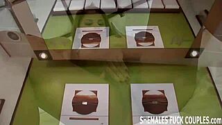 wanna share her big hard tranny cock in this steamy threesome blowjob?