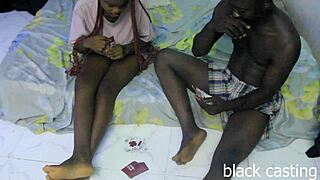 casting game with cute petite ebony neighbor first time huge black cock fucks big ass tits bedroom interview