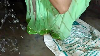 Sasur Bahu Bathroom Fuck with Pissing, Doggystyle Pounding and Close-Up Pussy Licking