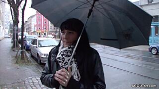 Teen approached on street pays for hard German sex cash