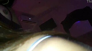 Slut wife rides shemale cock cowgirl while husband watches close up